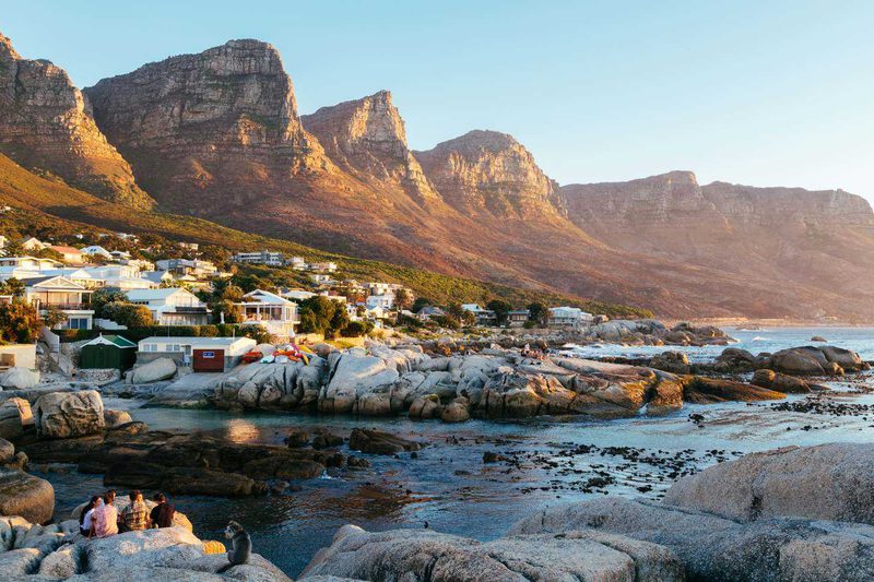 Ocean mountains town