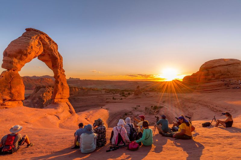 People desert sunset