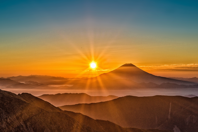Mountain and sun